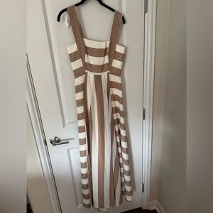 ANTONIO MELANI Brown and White Striped Maxi Dress